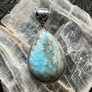 Natural Larimar Stone Jewelry Crystal Pendant